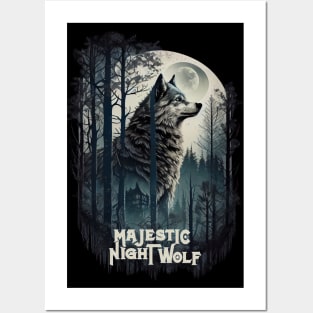 Majestic night wolf V1 Posters and Art